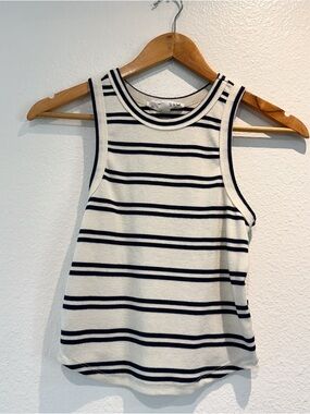 Striped Knit Tank Top - White & Navy